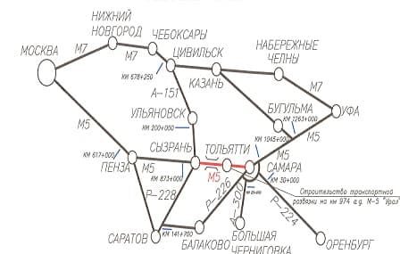 схема объезда М5